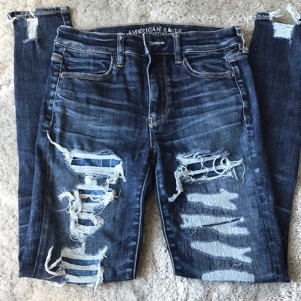 American Eagle Dark Wash Ripped Jeans